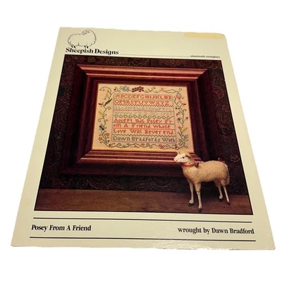 Vintage Sheepish Designs Sampler Counted Cross Stitch Chart Posey From A Friend - Image 1 of 3