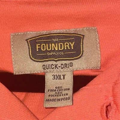 Camisa polo de golf The Foundry Supply Co. Quik-Dri para hombre talla 3XLT naranja Foto 1 de 4