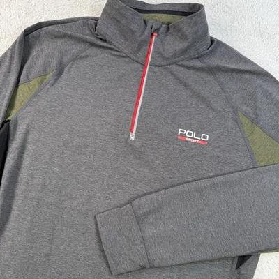 Polo Sport Ralph Lauren Pulôver Masculino Cinza Médio Performance Elástico 1/4 Zíper - Imagem 1 de 4