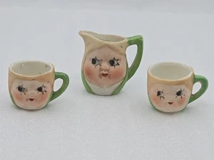 Googly Eye Mini Teeservice 3-teilig Teekanne Teetassen Made in Japan LESEN - Bild 1 von 11
