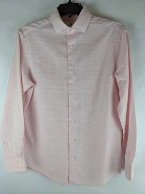 Camisa masculina Ben Sherman sob medida skinny fit rosa xadrez botão 16 1/2 34/35 - Imagem 1 de 4
