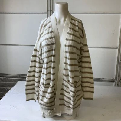 Cárdigan a Rayas Luna Mezcla de Cash Espléndido Para Mujer Talla M Fawn/Blanco Foto 1 de 4