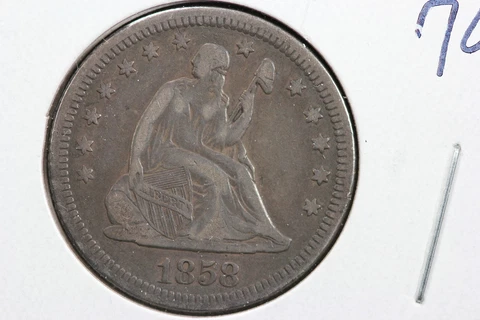 1858 Seated Liberty Quarter 1O53 Cover