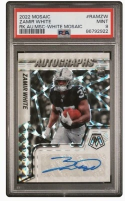 2022 Panini Mosaic Rookie Autographs White Mosaic #RAM-ZW Zamir White /25 Psa 9 - Image 1 of 2
