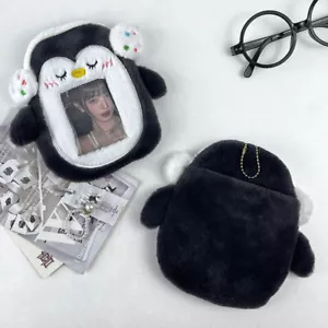 Lovely Cartoon Penguin Plush Card Holder Kpop Photo Display Sleeves Keychain-v - Picture 1 of 6