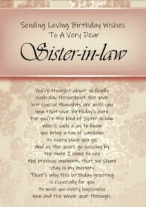 NEW 'Loving Birthday Wishes Sister-in-law' - A5 Birthday Card Keepsake Love - Picture 1 of 4