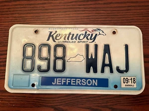 2018 Kentucky License Plate 898 WAJ Unbridled Spirit KY USA Jefferson September - Picture 1 of 2