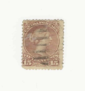 1868 Canada used 15c stamp #29b Queen Victoria; CV $130.00