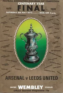 ARSENAL V LEEDS UNITED ~ FA CUP FINAL 1972 ~ AUSGEZEICHNETER ZUSTAND - Bild 1 von 1