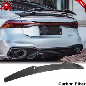 For Audi A7 Sline S7 RS7 2019-2022 Real Carbon Fiber Rear Trunk Spoiler Wing Lip - Picture 1 of 12