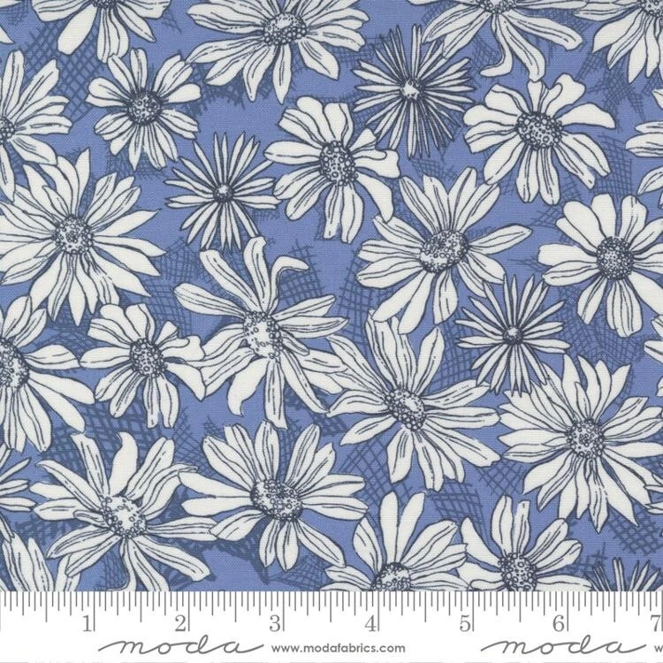 Moda Garden Society Cornflower 11892 13 100% Quilt Cotton Fabric Blue 45 " BTY - Image 1 of 1