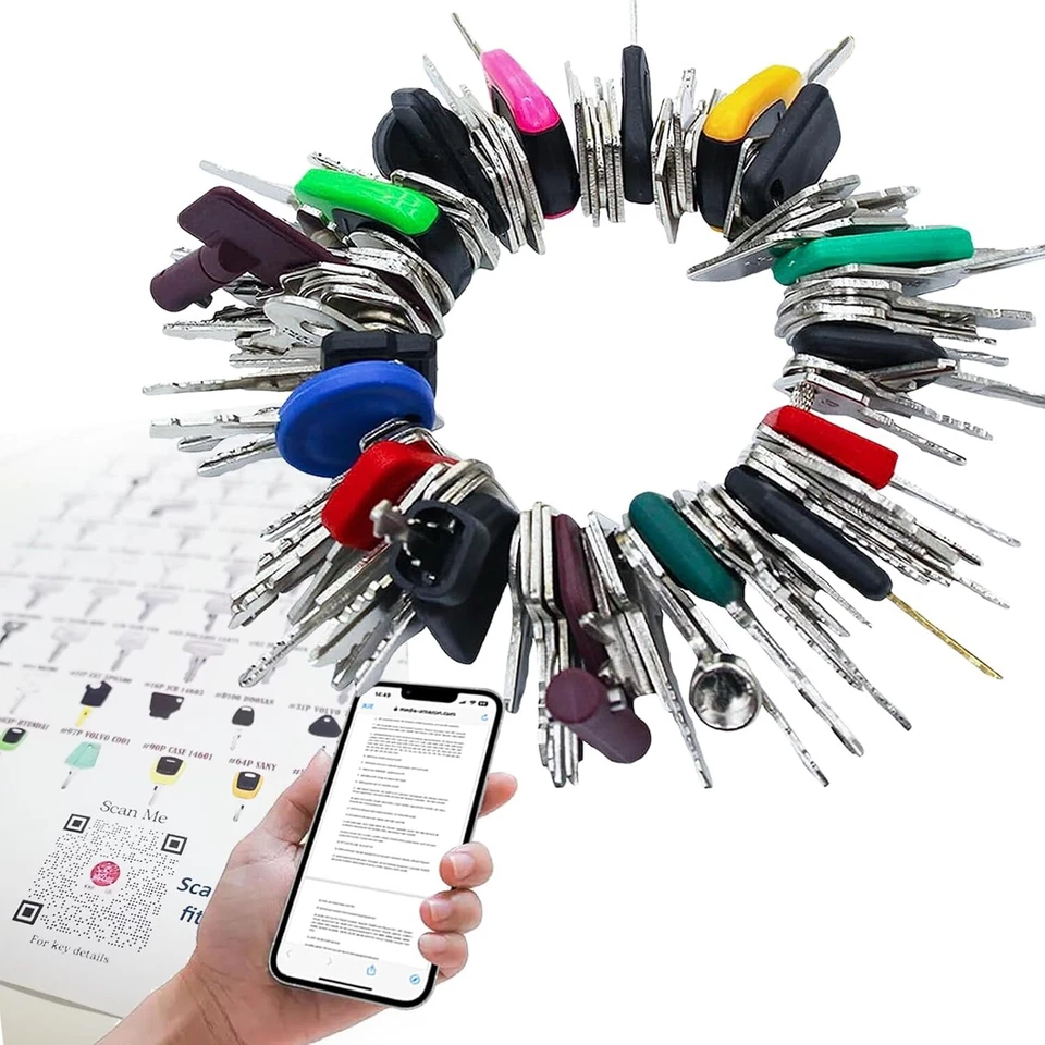 100 Heavy Machinery Plant Ignition Starter Key Set Cat Volvo JCB Case Kubota JD - Image 1 of 4