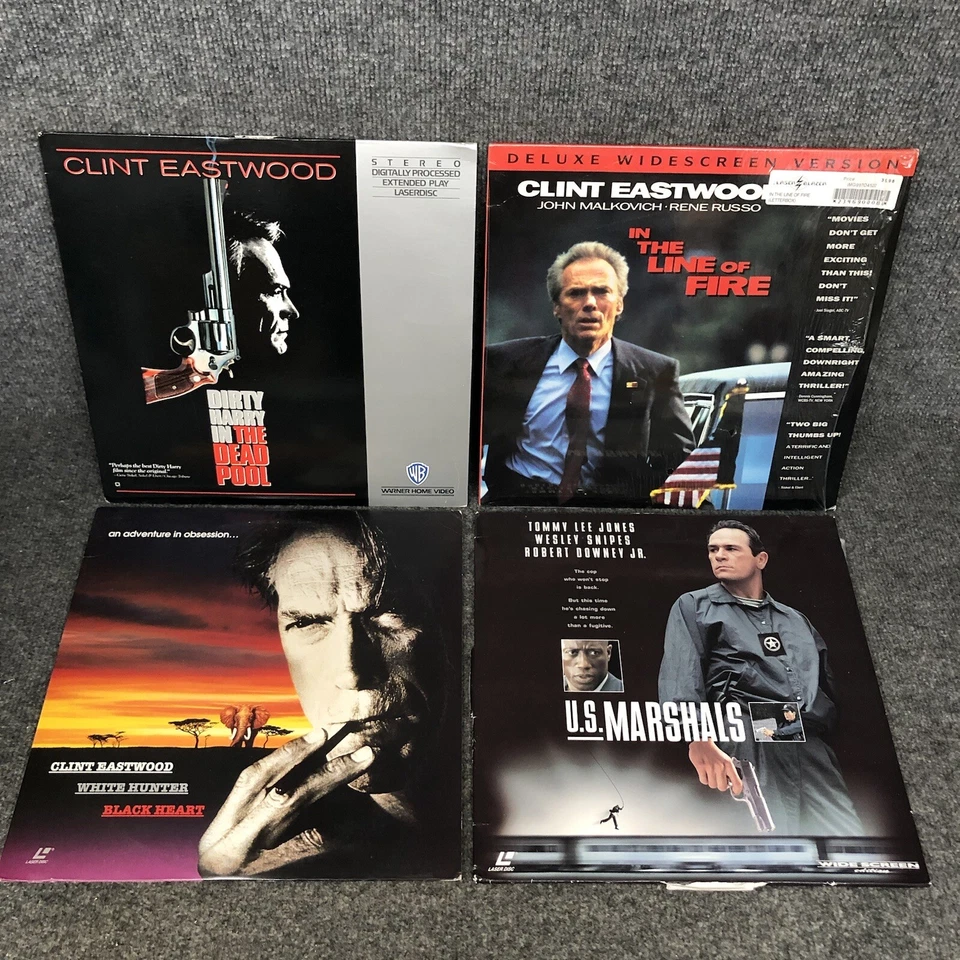 Lot Of 4 ~ 12” Laserdisc Line Of Fire, US Marshals, Dead Pool White Hunter Black - Imagem 1 de 4