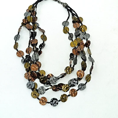 Collar Chicos 5 Hilos Gunmetal Plata Oro Tonos Cobre Foto 1 de 4