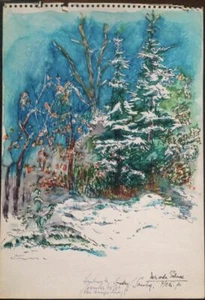 Werner Knoth colorierte Original Zeichnung Schnee70 signiert Unikat Einzelstück - Picture 1 of 1