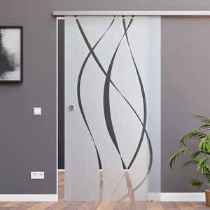 SoftStop oder SoftClose SlimLine Glasschiebetür Alu- / Edelstahloptik BM6-AS/ES - Bild 1 von 27