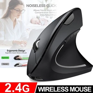 2.4G Wireless Ergonomic Optical Vertical Mouse 1600 DPI 6 Buttons USB Receiver - Picture 1 of 8