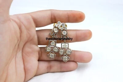 Natural Polki Diamond Earring Gold Plated Earring Handmade Earring Jewelry Gift - Image 1 of 4
