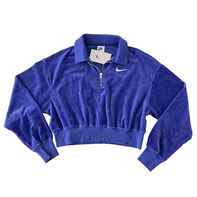 Sudadera corta de terciopelo con cremallera 1/4 Nike para mujer - DQ5938 - púrpura 430 - XL - NUEVA CON ETIQUETAS Foto 1 de 4