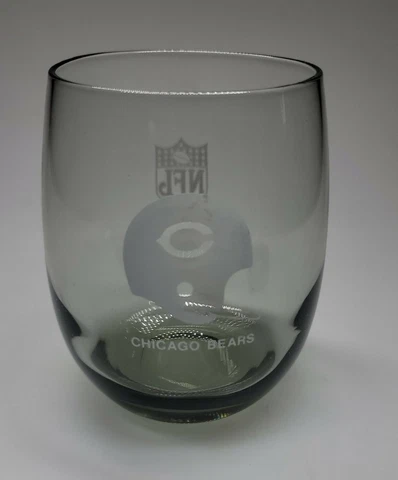 VINTAGE 1970'S NFL CHICAGO BEARS Smokey Glass Tumbler Glass Football Cover