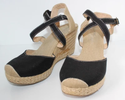 Sandalia de cuña Maurices para mujer talla 11 M alpargata/negra punta cerrada Foto 1 de 4