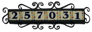 (#01) 6 Mexican Ceramic Tiles Numbers With  Iron Frame - Picture 1 of 3