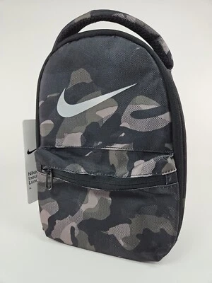 Nike Brasilia Just Do It Fuel Pack Lunch Bag Tote Black Grey Camo Zipper New - Image 1 of 4