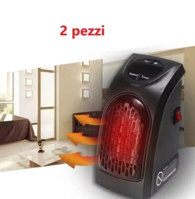 2X STUFA ELETTRICA RISCALDAMENTO STUFETTA BASSO CONSUMO PORTATILE UFFICIO CASA - Immagine 1 di 4