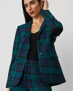 NWT ANN TAYLOR RAINFOREST THE GREENWICH TARTAN PLAID BLAZER JACKET SZ 2 - Picture 1 of 7