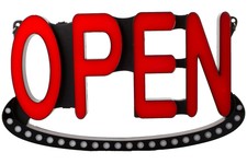 Led Open Sign 19"x10.75" with Colorful chase effect Rgb Light + Ul Power Supply