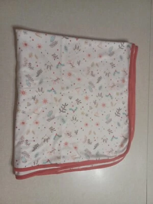 Manta Bebé Algodón Primera Impresiones Invierno Floral Vides Ramas Blanco Rosa Foto 1 de 4