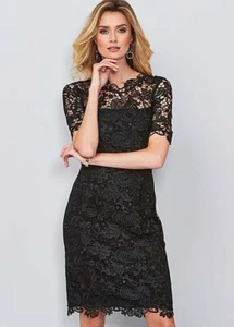 Kaleidoscope Size 12 Black Lace Occasion DRESS Wedding Evening Party Xmas £115 - Picture 1 of 3