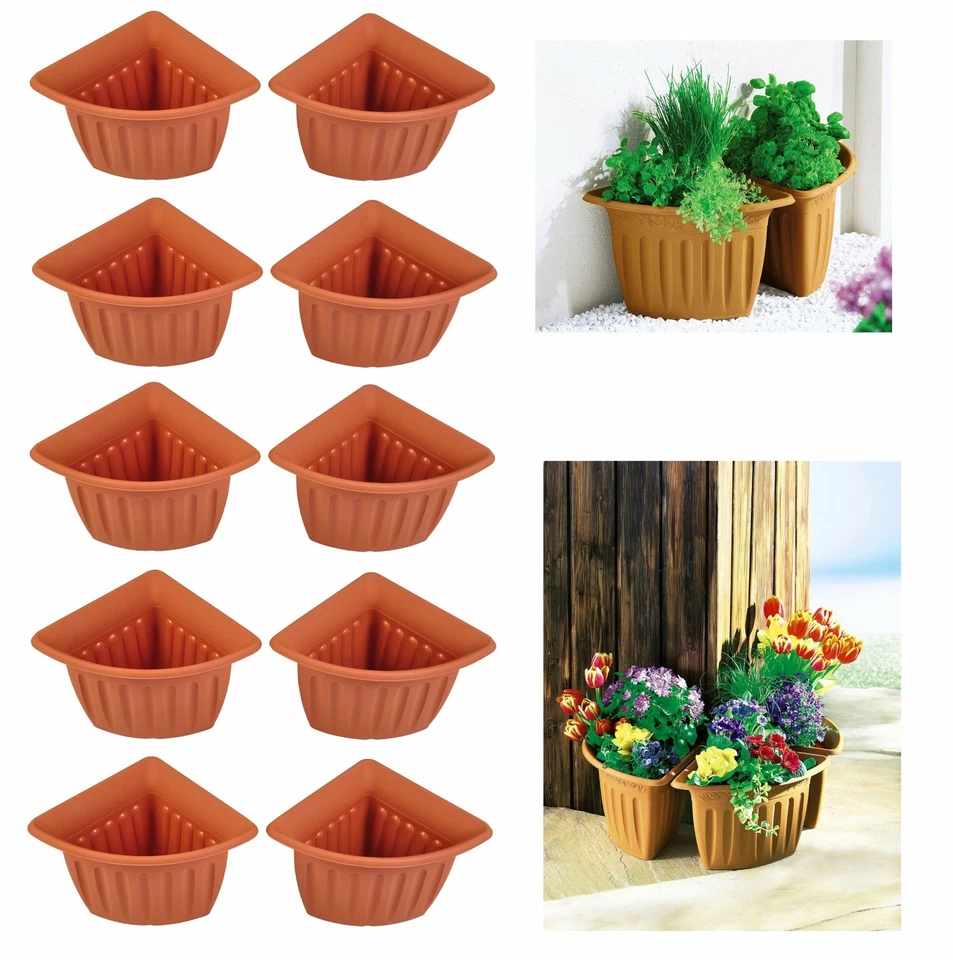 10x Blumenkübel Ecktopf Übertopf Pflanztopf Blumentopf terrakotta Balkonkübel - Bild 1 von 4