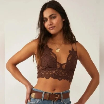 Free People X7447 FP Womens Adella Longline Bralette, Chocolate Lava, L - Image 1 of 4