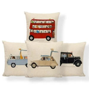Novel Animal Outing Pillowcase Car Giraffe Penguin Elephant Bear Fox Tram - Picture 1 of 33