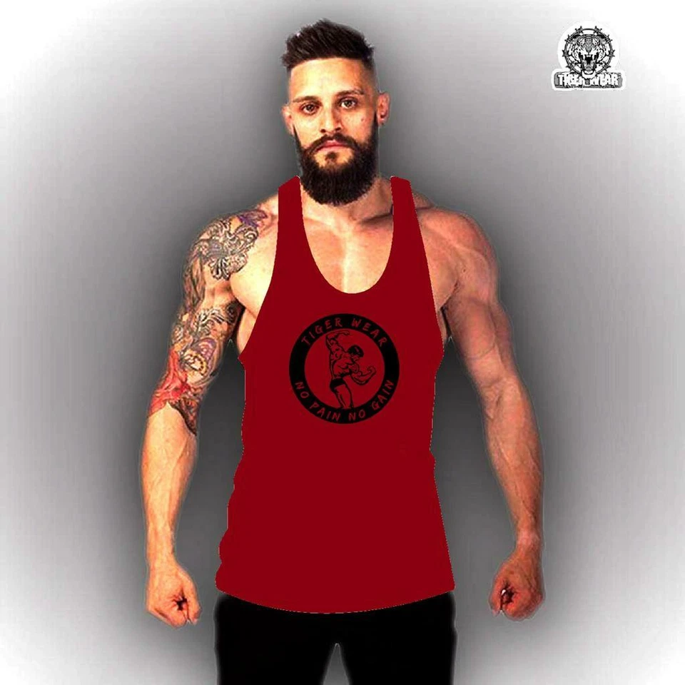 Tigerwear Bodybuilding Herren Tanktop aus Baumwolle für Fitnessstudio Sport Logo - Bild 1 von 1