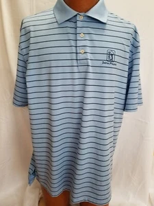 Peter Millar Summer Comfort Men Golf Polo Shirt Blue Striped Size L - Picture 1 of 9