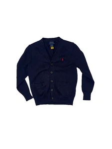 Polo Ralph Lauren Boys’ Navy Cotton Logo Cardigan Size 5 - Picture 1 of 4