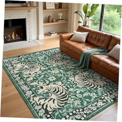  Alfombras lavables Tiger 4x6, alfombras antideslizantes para dormitorio, sala de estar suave de colección  Foto 1 de 4