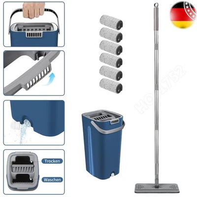 Bodenwischer Wischmop Mopp und Eimer Set Wischbezug 6 - Mikrofaserpad Putzlappe - Bild 1 von 4