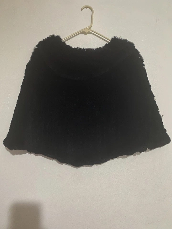 Mantón vintage de piel de conejo negro genuino de piel de conejo y algodón Foto 1 de 4