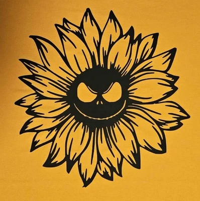 Ladies Golden Yellow District Threads DT5001 Fitted Tee 3XL Evil Sunflower Face - Image 1 of 2