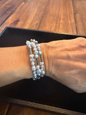 SILPADA Sterling and silver fresh water pearls wrap  Bracelet NEW  - Image 1 of 2