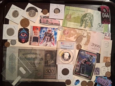 Collectible Junk Drawer Lot 5oz Of Silver 2025s Pcgs Pr69 JFK 1922 German NFL... - Image 1 of 4