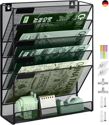 MARKE IOUGDSEC IOUGDSEC Zeitschriftenhalter Wand, Hängeorganizer Wandablagefächer A4, 6 Fächer