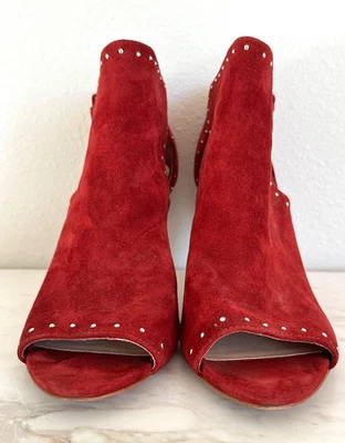Vince Camuto Rojo Gamuza Tachonado Shootie Botas Talla 10M Stiletto 3.5" Tacones Elegantes Foto 1 de 4