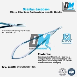 Soporte de aguja Scanlan Legacy Jacobson Micro Titanio 18 cm instrumentos quirúrgicos - Imagen 1 de 3