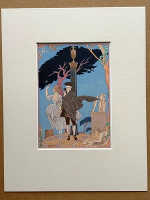 Impresión Pochoir Original George Barbier 1928 Coloreada a Mano: "L'Amour par Terre" Foto 1 de 3