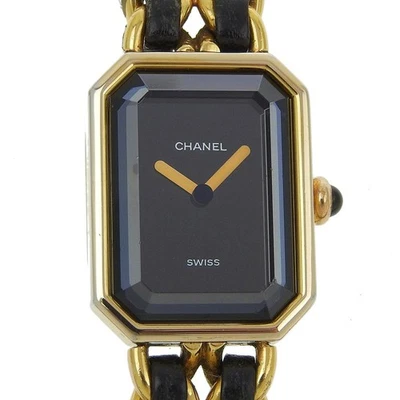 Relojes CHANEL Premiere L esfera negra chapada en oro/cuero cuarzo analógico disp... Foto 1 de 4