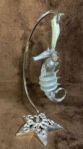 Waterford Glas Seepferdchen Ornament groß mit silbernem Sternständer - Bild 1 von 11